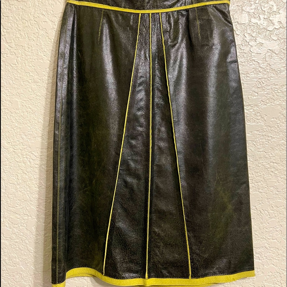 💯 Vintage NIAZ MILANO leather skirt 💚 SZ 6 EXCELLENT CONDITION